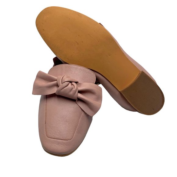 BP Nordstrom Maddy Bow Dusty Pink Leather Mules - Picture 8 of 10